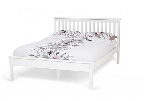 4ft6 double Heva Low foot end white wood frame bedstead 1